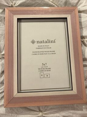 Natalini Pink and Cream Handcrafted Wood 5x7 Picture Frame Made in Italy No Box